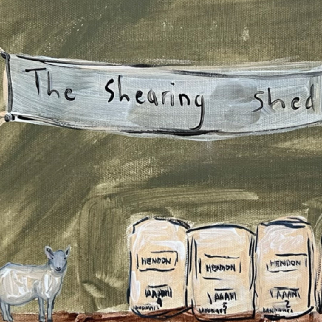 “The shearing shed” 30x40 Framed in pine