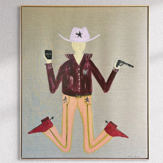“Beers and pistols” 123x103 Framed in Tasmanian oak