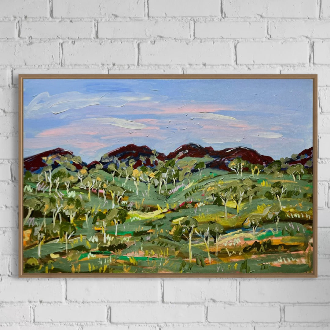 “The red hills” 61x91 Framed in Tasmanian oak