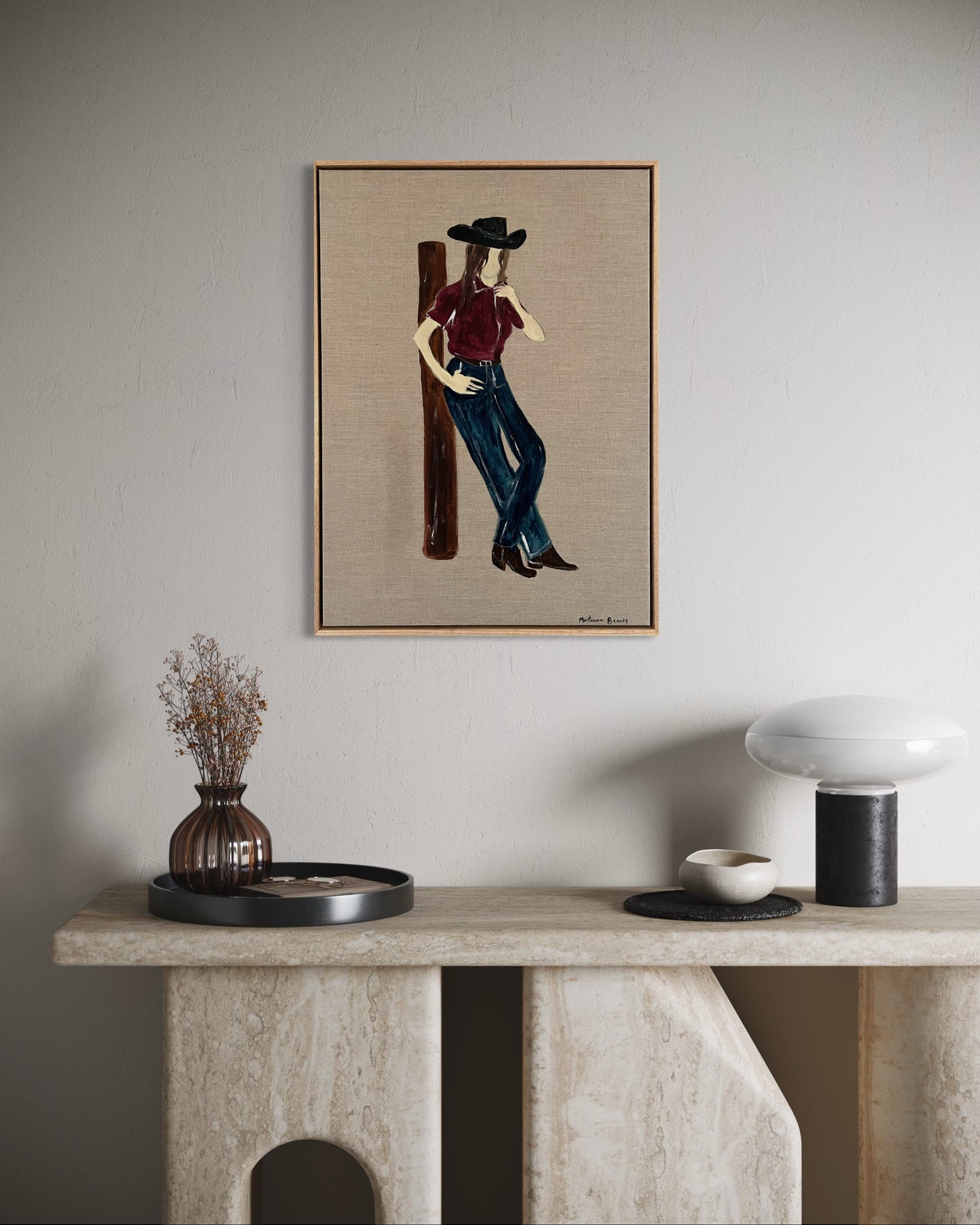 “I’m on smoko so leave me alone” 73x53 Linen- Framed in Tasmanian oak